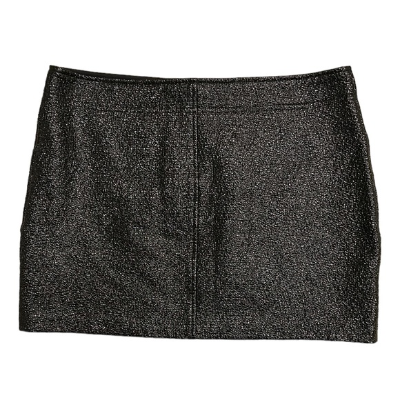 NWOT Zara Black Patent Textured Faux Leather Zip Front Mini Skirt - L - Picture 6 of 12
